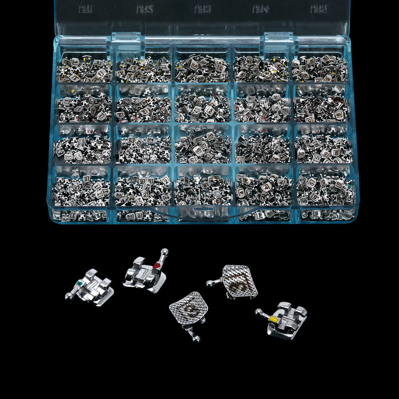 50 наборов в коробке, Стоматологические Ортодонтические Скобы, мини Roth 022, крючки, 345, сетчатые базовые скобы, лазерные ортодонтические скобы