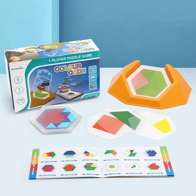 子供のための就学前の色のコードゲーム、ロジックジグソーパズル、図の認知、空間、教育玩具、学習スキル
