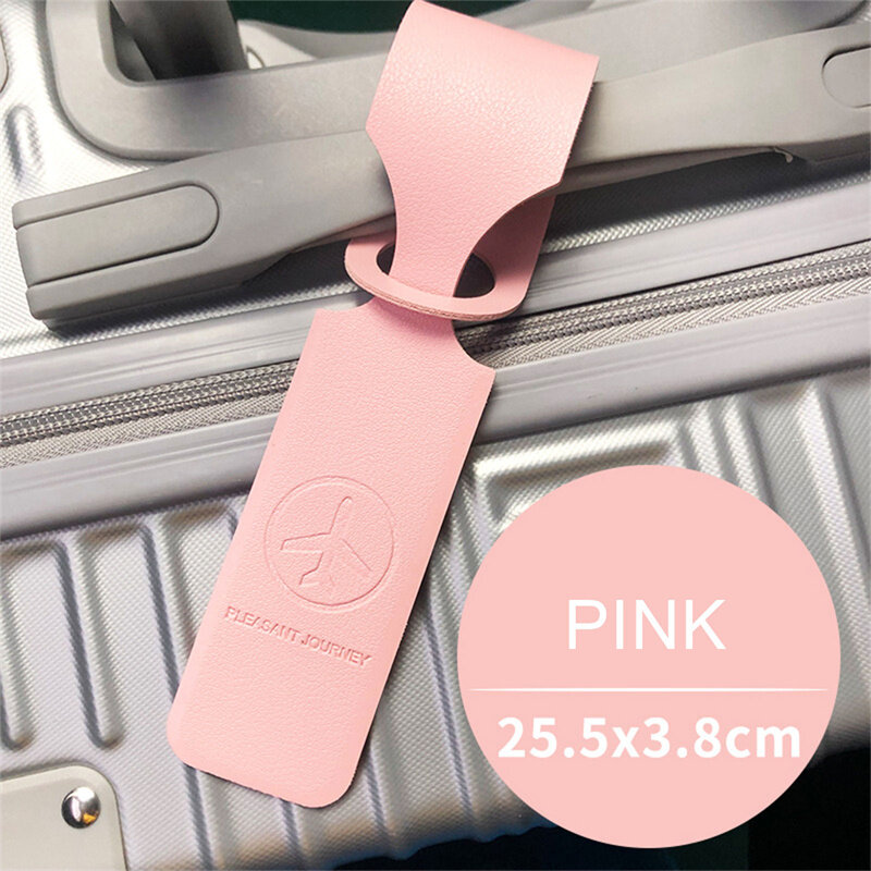 Cubierta de etiqueta de equipaje de cuero PU, accesorios de viaje creativos, soporte de dirección de identificación de maleta, etiquetas de embarque de equipaje, etiqueta portátil, 6 colores