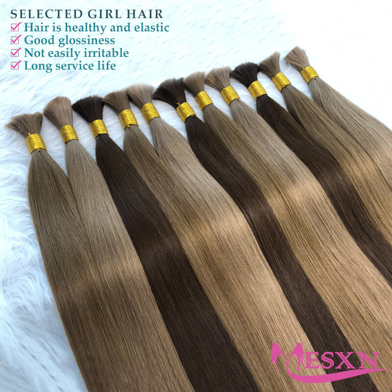 Extensões de cabelo humano em massa para salão de beleza, 100% cabelo natural real, preto, marrom, loiro 613 cores, espessamento de loiro, alta qualidade