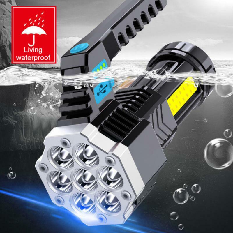1/2PCS High Power Led Flashlights Cob Side Light Lightweight Outdoor Lighting ABS Material 7LED Rechargeable Flashlight