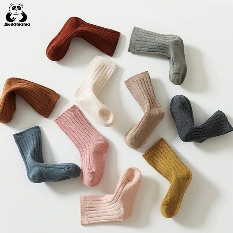 Modamama – chaussettes de sol en coton pour bébé, chaussettes pour nouveau-né, à rayures solides, haute élasticité, nouvelle collection