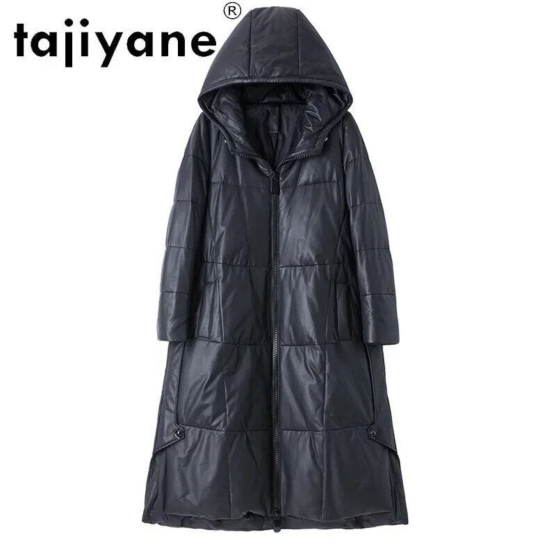 Tajiyane zima 2020 prawdziwa kurtka z wełny ze strzyży kobiety biały płaszcz z kaczego puchu kobieta parki z kapturem kurtki długie kurtki Abrigo Mujer TN1335