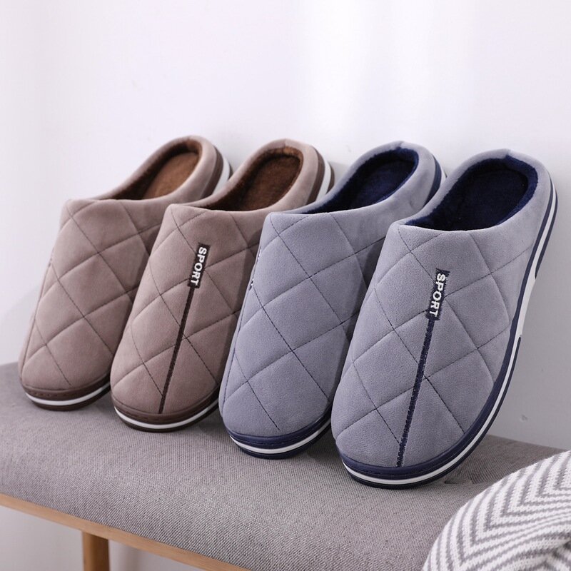 Size 47 48 49 50 Men Autumn Winter Warm Big Size Cotton Slippers Large Size Plus Home Bedroom Casual Shoes House Indoor Slides