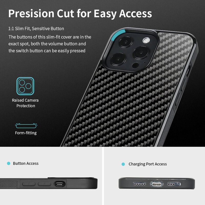 Magsafe Gloss Carbon & Forged Carbon Fiber TPU Phone Case for iPhone 13 Pro Max / 12 Pro Anti-fall 14 Pro Max 15ProMax Shell