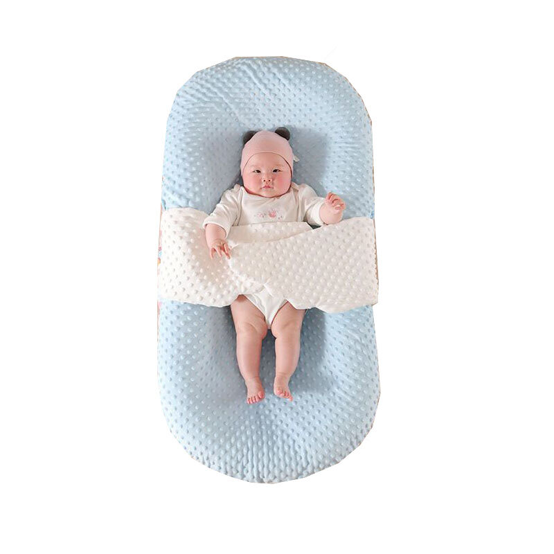 Bebê portátil dormindo conjunto com travesseiro, ninho recém-nascido, minky pontos anjo asa envoltório, reversível, ninho, 18m