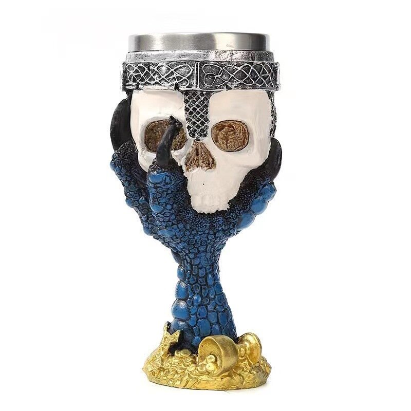 3D Resina Crânio Espada Cup, Aço Inoxidável, Cálice Decoração, Cálice Vinho Cup, Café Drinks Cup, Presente