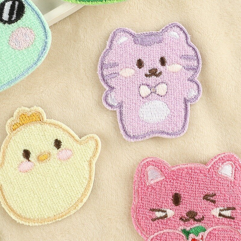 Cartoon Embroidery Patches Cute Animal Rabbit Lion Cloth Sticker Self-adhesive Badges Accessories for Bag Hat Boy Girl Kids Gift