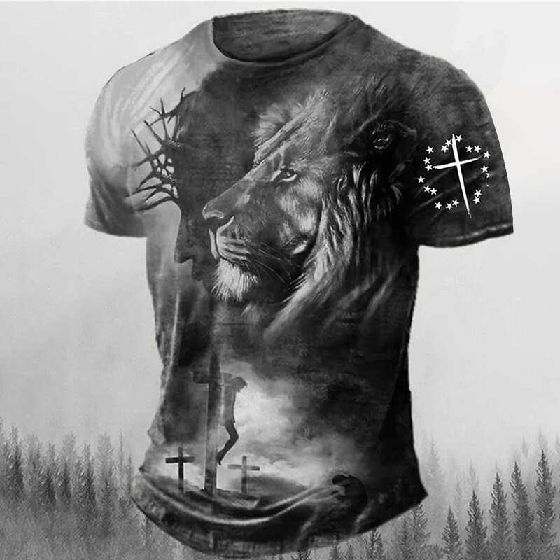 T-shirt imprimé animal 3D pour homme, haut de sport décontracté, style rétro, vintage, grande taille, photo de rue, à la mode, nouveau