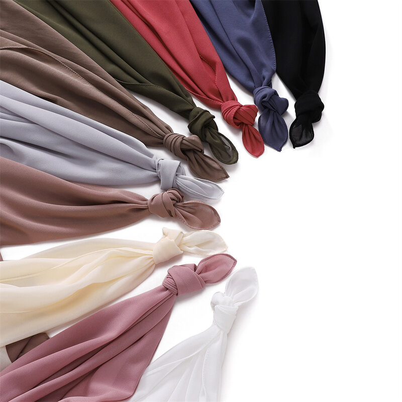 New Bubble Chiffon Hijab Easy Ware Solid scialli musulmano Summer Plain Wraps foulard di qualità da donna