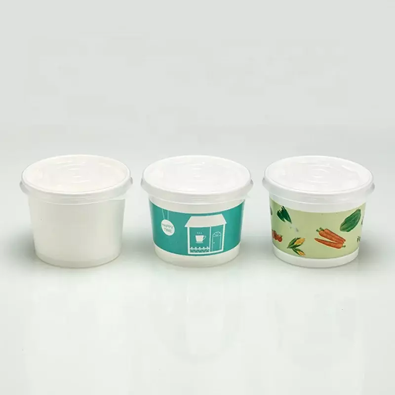 Taza de sopa desechable personalizada, tazón de gachas, tazón de papel y tapa, producto personalizado, 390/520ml