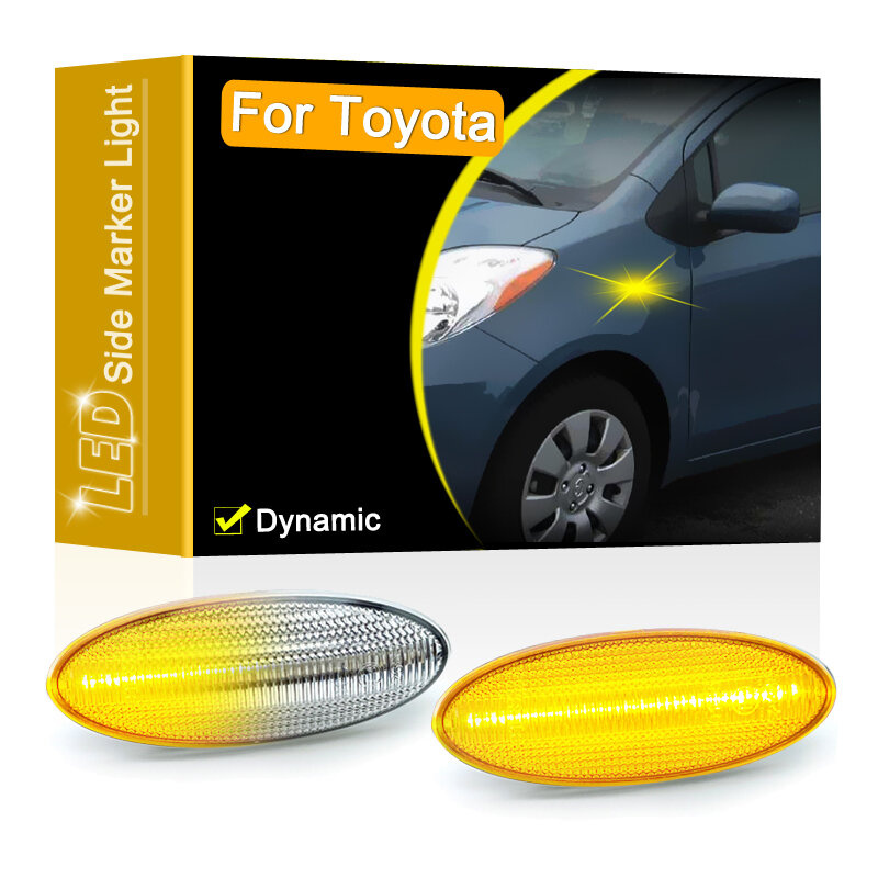 Przezroczyste soczewki dynamiczne światła obrysowe LED montowanie lampy dla Toyota Yaris Vitz RAV4 Auris Corolla Verso sekwencyjny kierunkowskaz