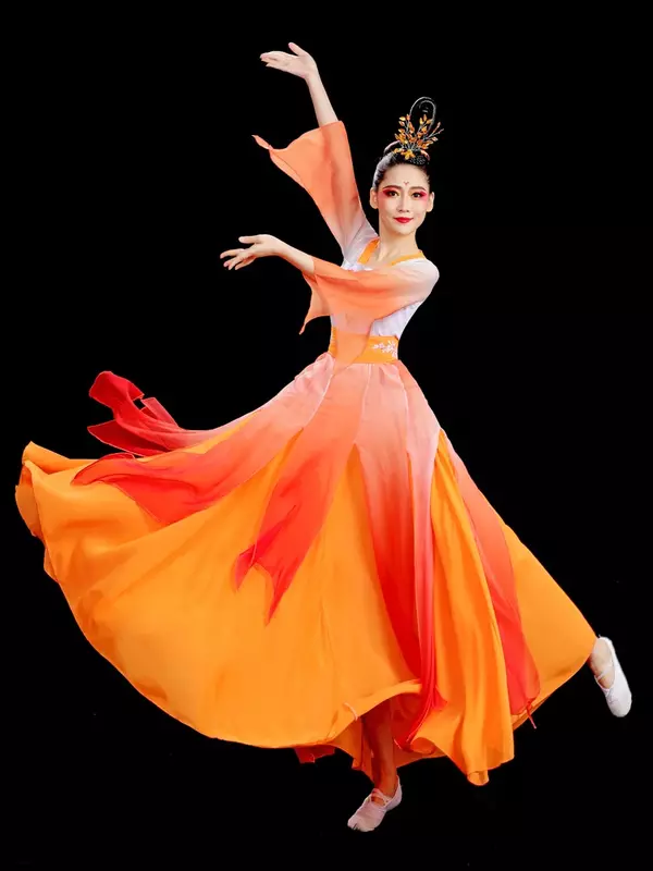 Classical Dancing Dress Women's Elegant Gauze Clothes Chinese Style Costume Exercise Clothing Large Swing Skirt
