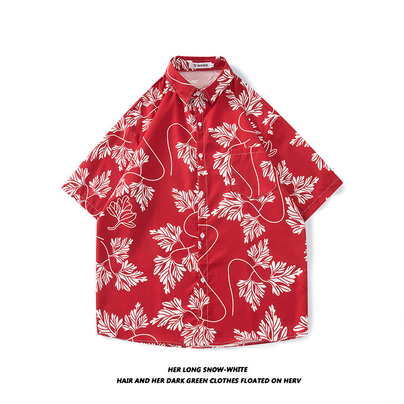 Новая легкая гавайская рубашка в этническом стиле с коротким рукавом и принтом для мужчин и женщин, Пляжная Свободная рубашка с отложным воротником для путешествий и отпуска