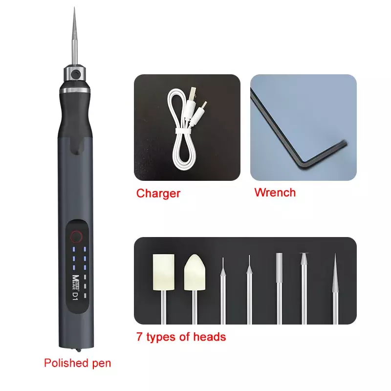 Maant ปากกา gerinda elektrik D2 D1อัจฉริยะชาร์จไฟได้, ปากกาสำหรับแกะสลักโทรศัพท์ซีพียูขัดขัดขัดตาข่ายเครื่องมือตัด OCA Remover