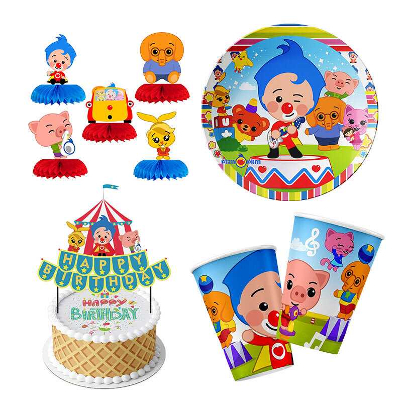 Perakitan Disney Plim dekorasi pesta ulang tahun stiker botol air piring cangkir kertas balon Foil lateks bendera Shower bayi