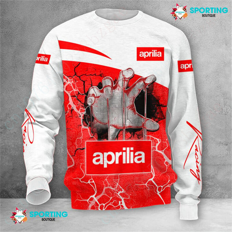 Aprilia-T-shirt à Manches sulfet Col Rond pour Homme et Femme, Unisexe, Décontracté, Harajuku, Impression 3D