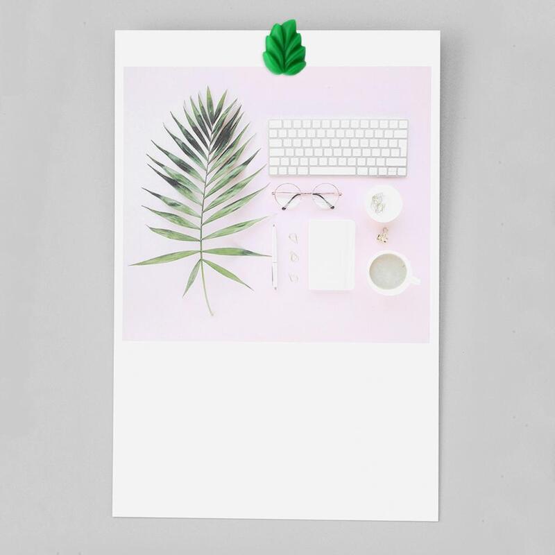 20 piezas-Alfileres de empuje con forma de hojas verdes, suministros de oficina, excelente, multiusos, buena fijación, póster de escena