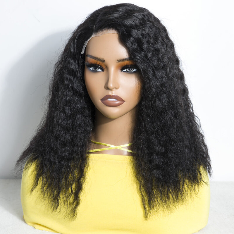 Wig rambut Brasil Remy Bodywave hitam alami Sleek wig rambut manusia bergelombang 100% untuk wanita wig renda HD sisi kiri pendek 16 inci