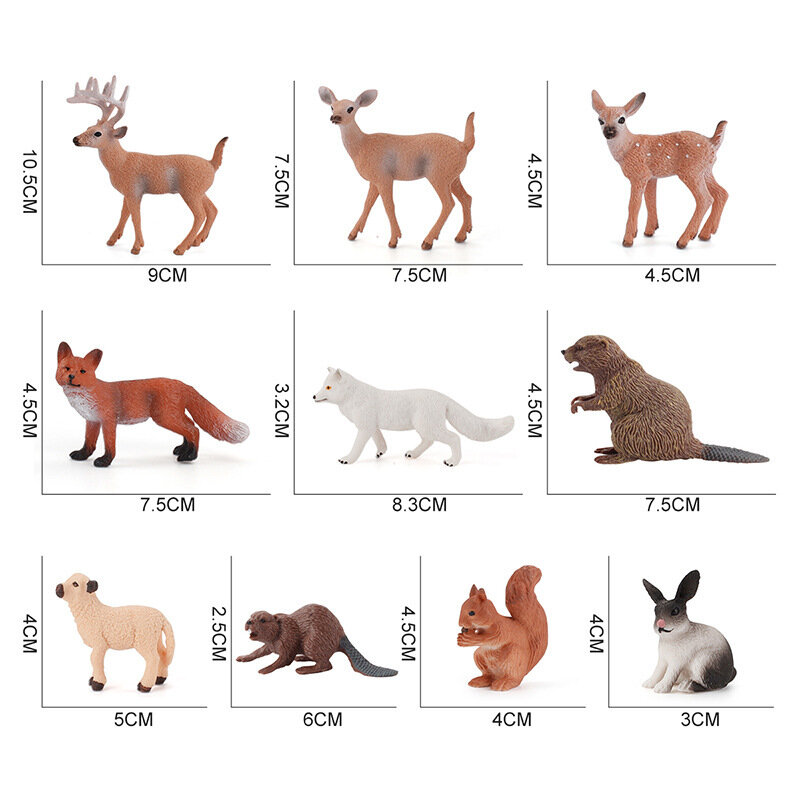 Simulation forest animal series beaver/squirrel/rabbit/little fox model cake decoration desktop ornament cute miniature for kid