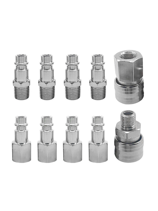 10pcs Air Compressor Fitting Hand Tool Male Female Thread 1/4 BSP Heavy Duty Euro Connectors Easy Install High Hardness