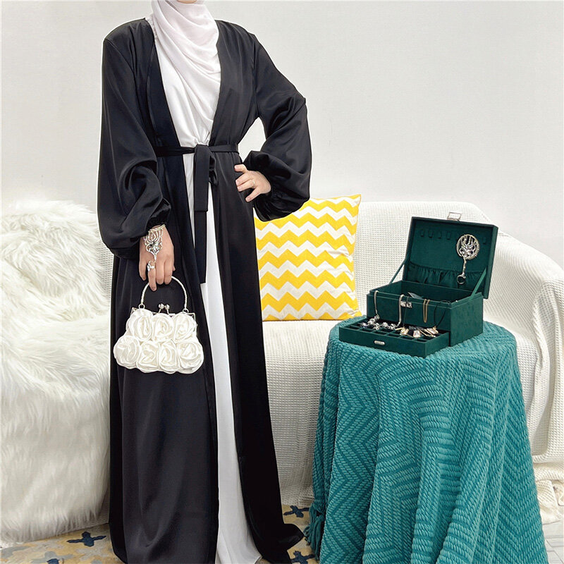 Cardigan con maniche a bolle da donna musulmano del medio oriente 2022 abito elegante colorato estivo Abaya per donna abiti da turchia