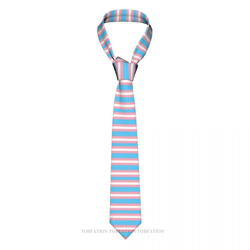 Transgender Pride Flag klasyczny męski drukowany poliester 8cm szerokość krawat na imprezę Cosplay akcesoria