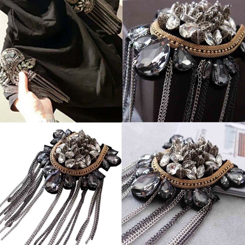 Akcesoria odzieżowe stylu vintage Metalowe naramienniki frędzlami Ozdoba na ramionach garnituru