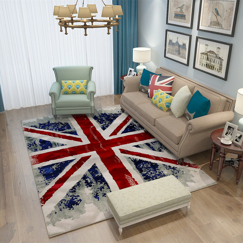 Beżowa flaga w stylu brytyjskim amerykański Retro Trend dywan Sofa stolik kawowy do salonu sypialnia nocna kryształowa aksamitny dywan