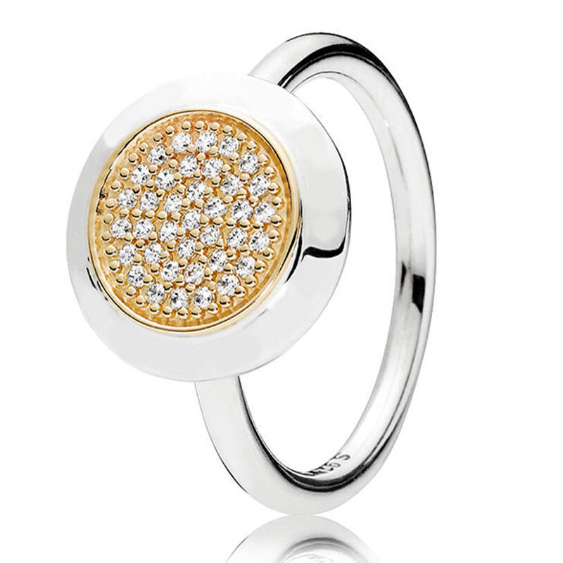 Cincin perak Sterling 925 baru, cincin tanda tangan dua warna kristal Anda & Me bentuk hati untuk hadiah wanita perhiasan Fashion