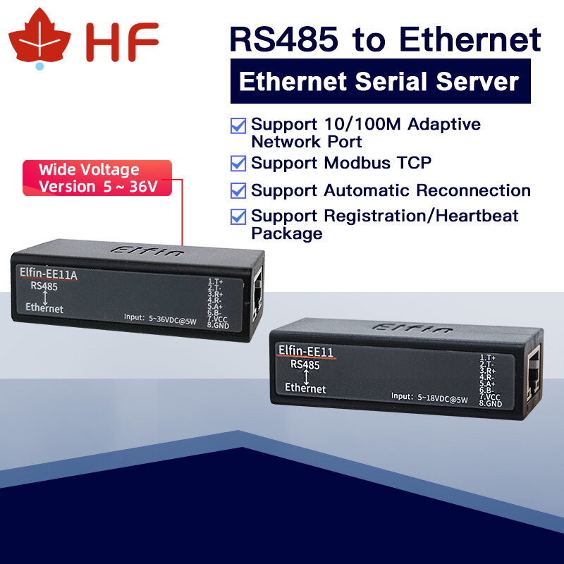 Ethernet Naar Rs485 Apparaat Rs485 Naar Ethernet Iot Server Module Elfin-EE11 Elfin-EE11A Ondersteuning Tcp/ip Telnet Modbus Tcp Protocol