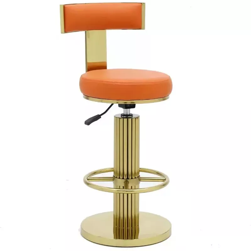 Modern Altura ajustável Bar Chair, Barstools giratórias, Back Bars Cadeiras, ouro polido, pernas de aço inoxidável