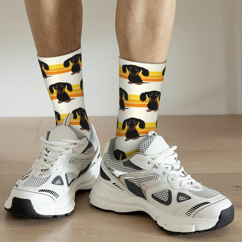 Милые Черные и Желтые гладкие носки с таксой с мультяшным рисунком собаки Харадзюку мягкие чулки всесезонные длинные носки для мужчин и женщин Подарки