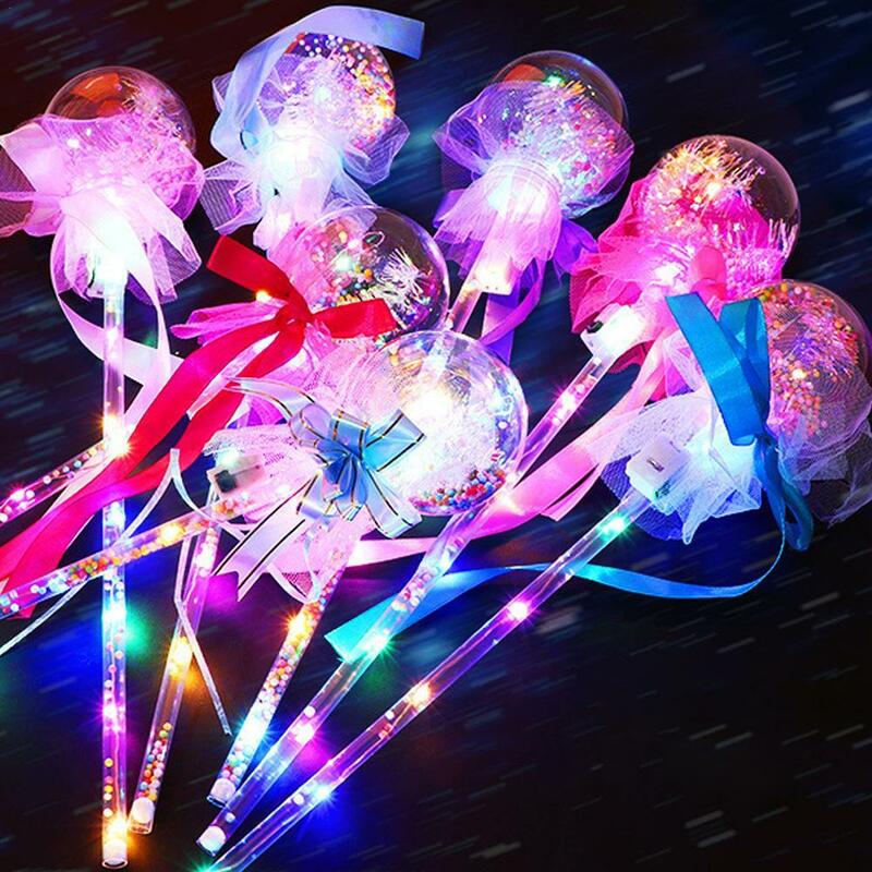 عصا سحرية ملونة متوهجة للفتيات ، كرة سماء مرصعة بالنجم للأطفال ، صولجانات الأميرة الخيالية ، الدعائم التنكرية للحفلات ، عشوائية ، 1