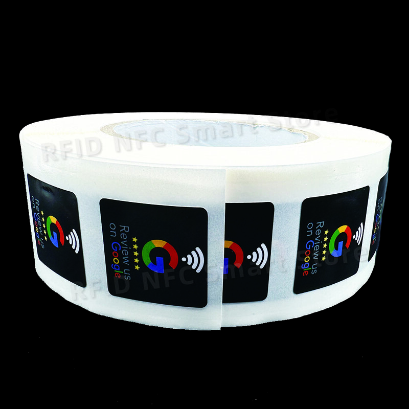 30mm wodoodporne naklejki z przeglądem Google 504 bajtów NFC215 Chip NFC Tap recenzja naklejki z nami na naklejce Google tagi NFC