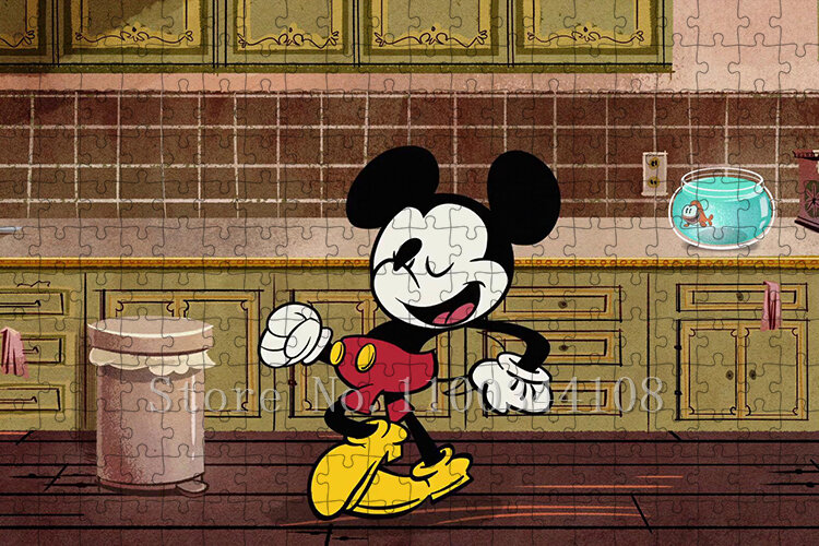 Disney-rompecabezas de dibujos animados para niños, Mickey, Minnie Mouse, 300/500/1000 piezas, rompecabezas de papel, juego educativo para niños, juguetes de ensamblaje