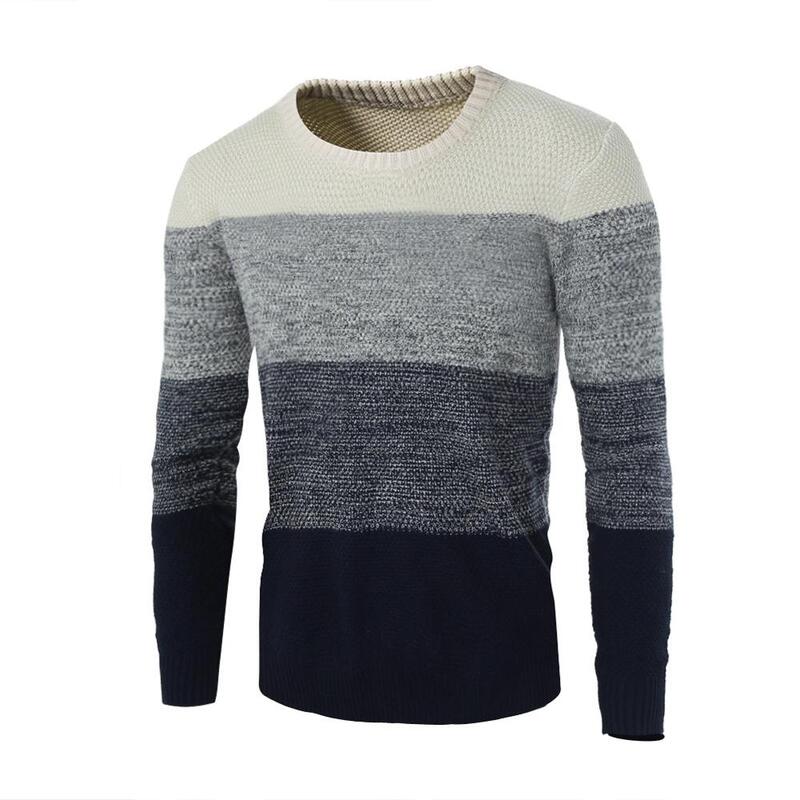 Мужской теплый трикотажный пуловер, повседневный облегающий свитер с круглым вырезом, Осень-зима 2022