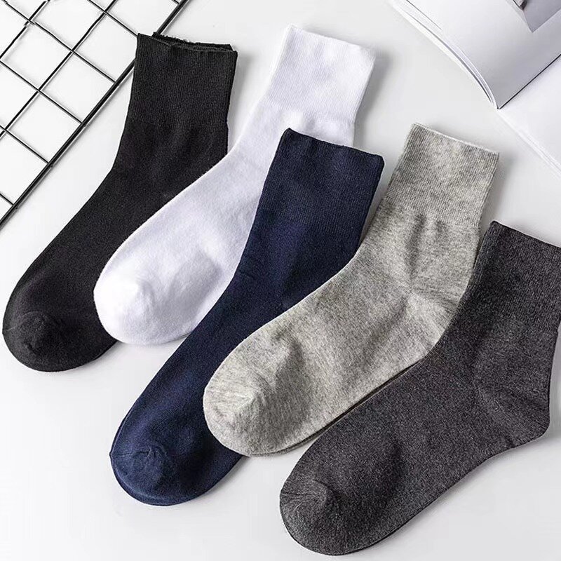 Cómodos calcetines de algodón para personas obesas, ancianos y diabéticos, calcetines informales de tela sin encuadernación, 5 pares