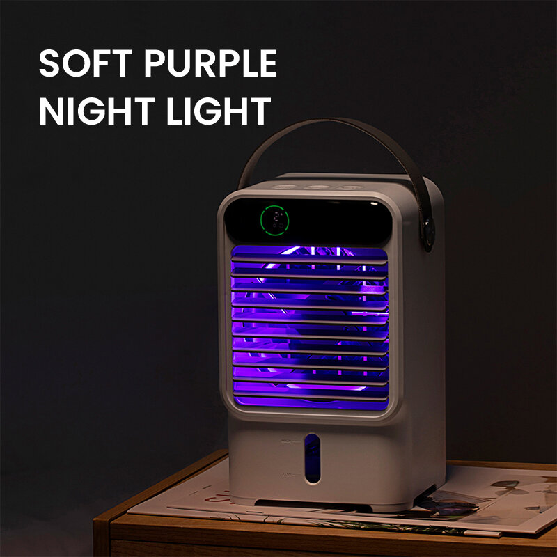 Portable Water Circulation Cooling Fan 500ml Large Water Tank Smart Timer Three Gears Wind Soft Night Light Air Cooler Low Noise
