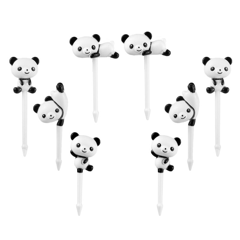 8 buah/set Mini kartun Panda buah garpu anak makanan ringan makanan penutup memilih kue Bento makan siang pesta dekorasi garpu