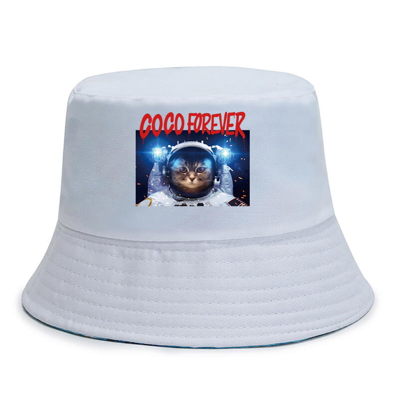 Novo unisex algodão balde chapéus feminino protetor solar viseiras boné astronauta impressão dupla face boné de pescador ao ar livre casual chapéu de pesca