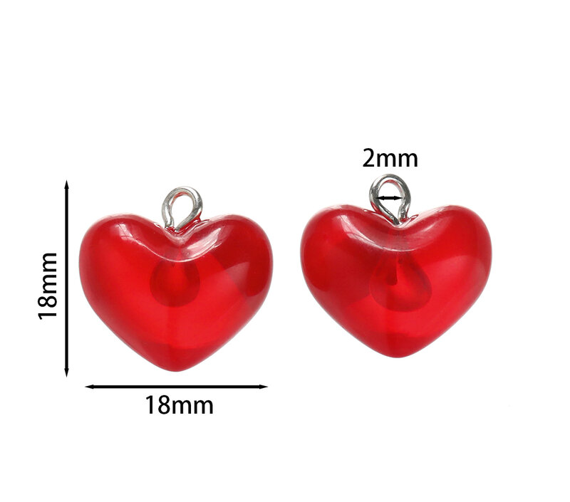10 pz/lotto ciondoli a forma di cuore in acrilico Color caramella per collana ciondolo portachiavi accessori per la creazione di gioielli fai da te