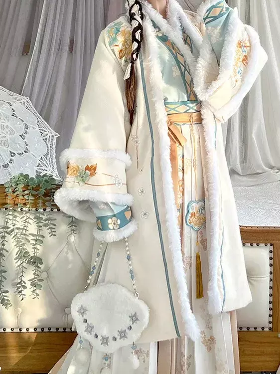 Hanfu Song Dynastie Herfst En Winter Vrouwen Chinese Traditionele Borduurwerk Podium Dansjurk Vrouwelijke Fee Cosplay Kostuum