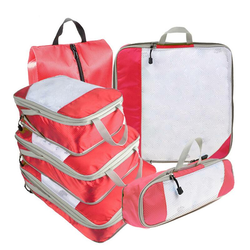 Cubes d'emballage de compression, essentiels de voyage, valise à bagages, 6 pièces