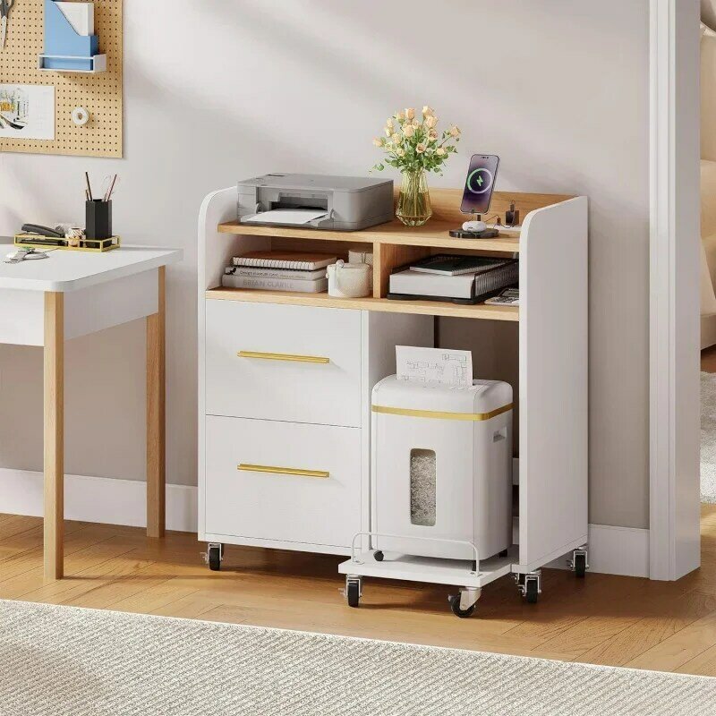 File Cabinet with Charging Station, Printer Table Cabinet for Home Office, Printer Stand Cart, Fits A4, Letter, Legal S