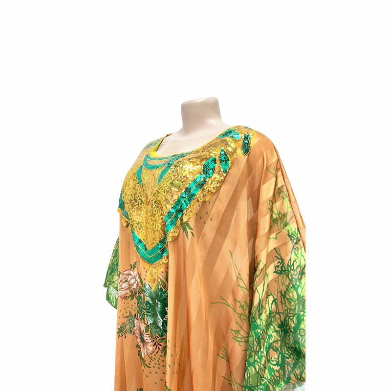 2023 New Middle East Muslim Bead Print abito lungo allentato abito da donna africano donna 012 #