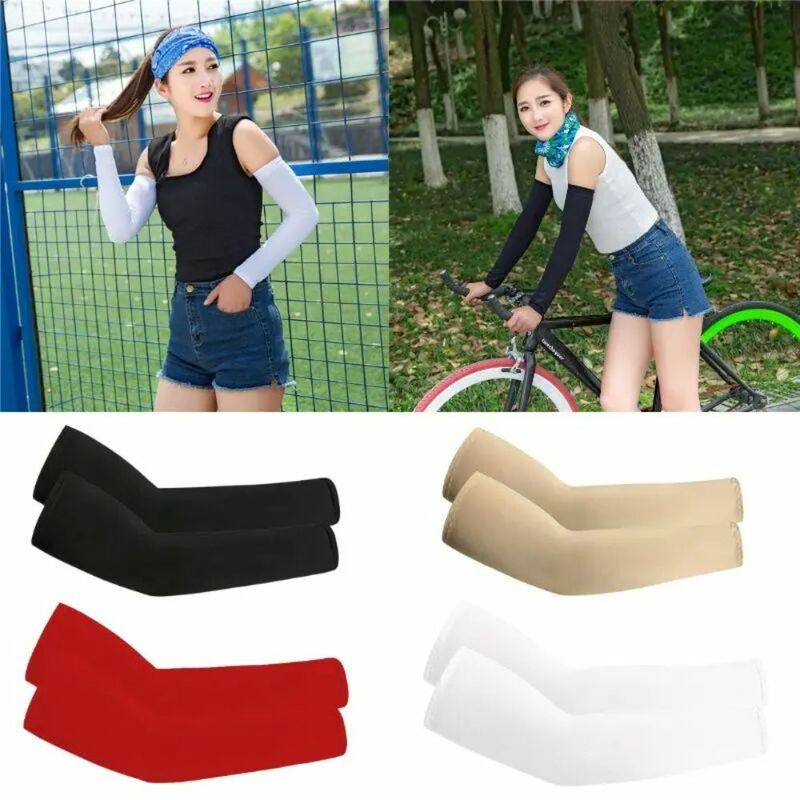 Mangas de brazo deportivas de seda de hielo para verano, protección Solar UV, cubierta de brazo elástica de alta calidad para viajes, ciclismo y pesca