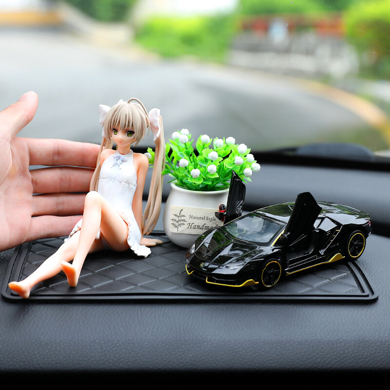 漫画の置物kawaiii,yoga glasano,座っている位置を備えた日本の漫画のアニメーションフィギュア,車の装飾品