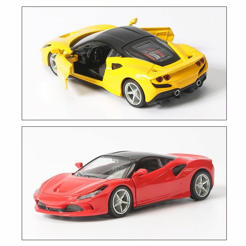 Model mobil simulasi mainan paduan logam, kendaraan mainan tarik mundur koleksi pintu Rebound olahraga mobil mainan anak-anak