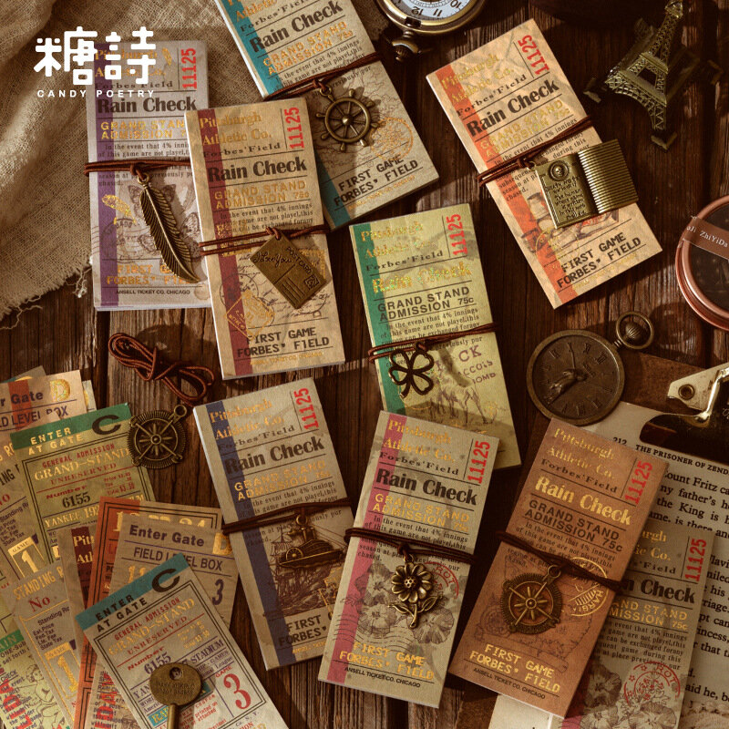Bloc-notes en papier doré pour décoration de fond rétro, matériel de journal indésirable, cartes de scrapbooking, billet de voyage, 50 pièces par lot